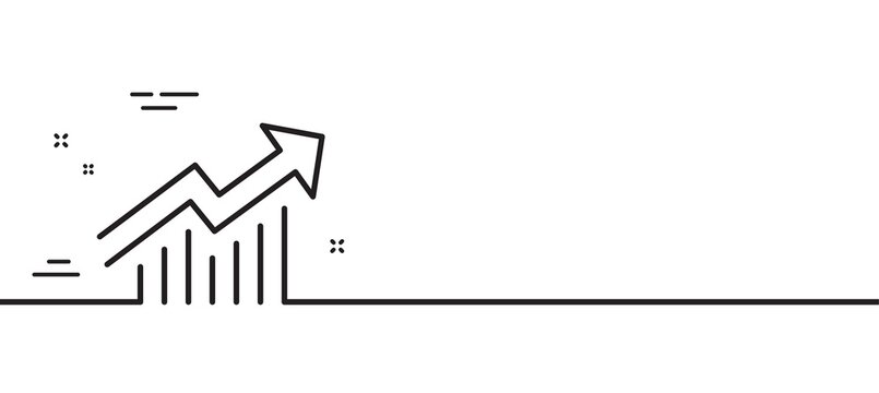 Chart Line Icon. Report Graph Or Sales Growth Sign. Analysis And Statistics Data Symbol. Minimal Line Illustration Background. Demand Curve Line Icon Pattern Banner. White Web Template Concept. Vector