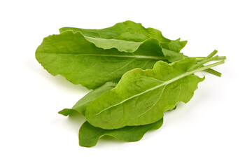 Fresh leaves of spinach, isolated on a white background.