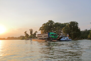 Fototapeta na wymiar Large cargo ship in Danube Delta