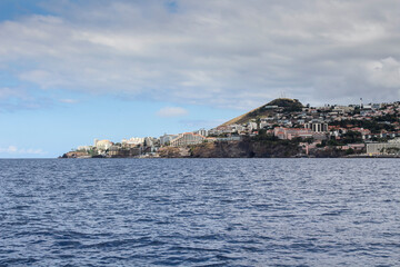 Naklejka premium view of the coast from the sea Madeita, Funchal