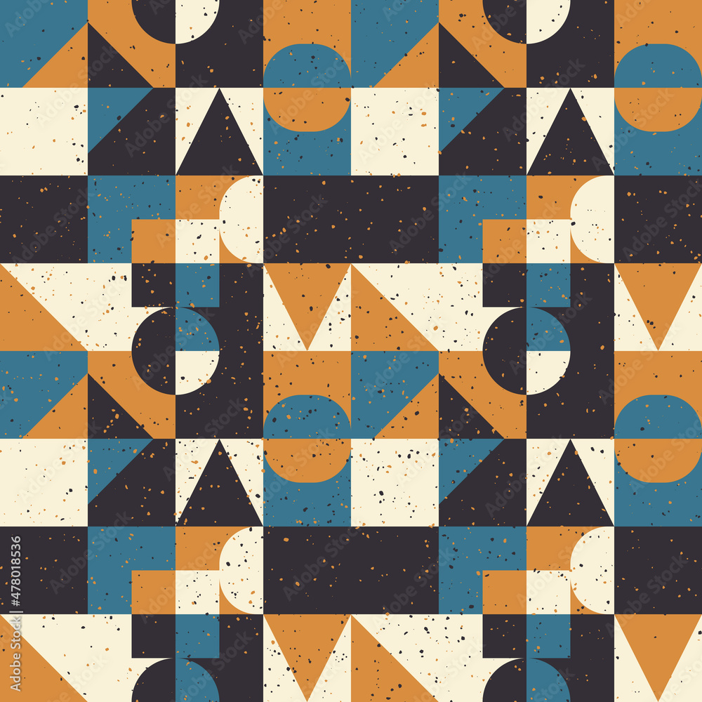 Poster Abstract geometric texture pattern. Grain tiles shapes canvas. Mosaic grainy abstract design.