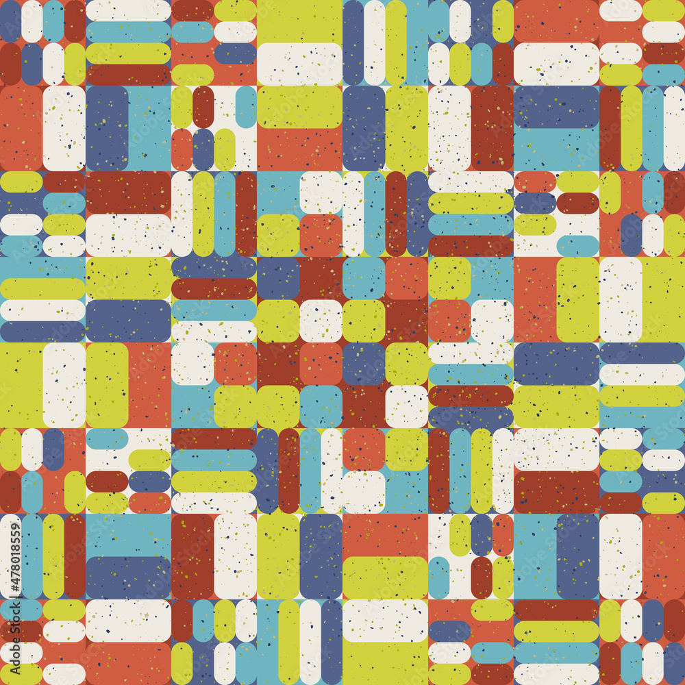 Aufkleber Abstract rounded shapes pattern with random colors. Crayons were collected in a heap, laid out side by side. Vector.