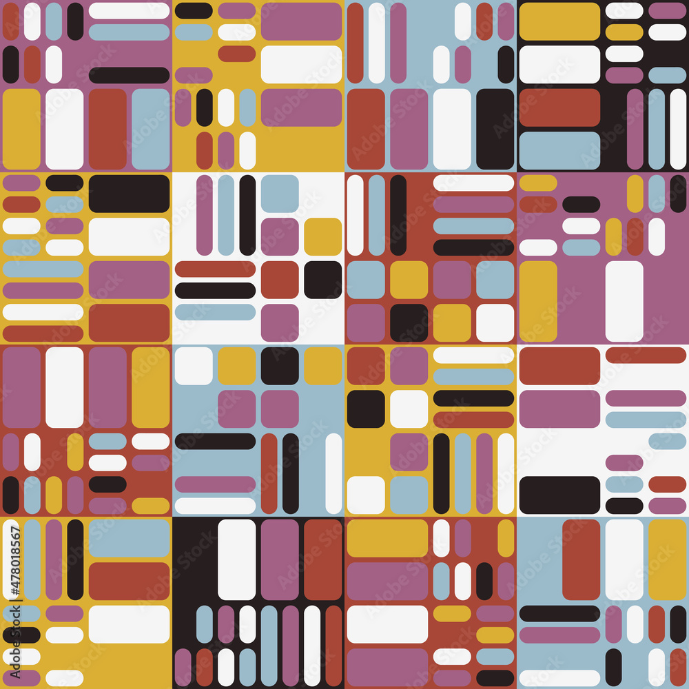 Aufkleber abstract rounded shapes pattern with random colors. pink, blue and black crayons texture shapes.