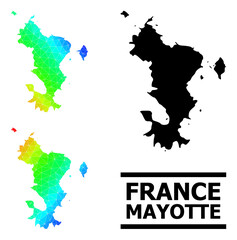 Vector lowpoly spectrum colored map of Mayotte Islands with diagonal gradient. Triangulated map of Mayotte Islands polygonal illustration.