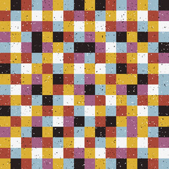 The tiles are pastel colors, grainy effect creates texture. Avant-garde abstract tile decor. Vector noisy squares like pixels.