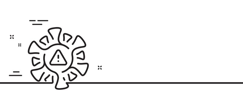 Coronavirus Line Icon. Covid Virus Sign. Infection Alert Symbol. Minimal Line Illustration Background. Coronavirus Line Icon Pattern Banner. White Web Template Concept. Vector