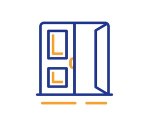Open door line icon. Entrance doorway sign. Building exit symbol. Colorful thin line outline concept. Linear style open door icon. Editable stroke. Vector
