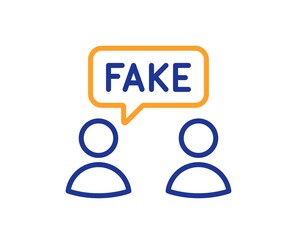 Fake information line icon. Social propaganda sign. Wrong truth symbol. Colorful thin line outline concept. Linear style fake information icon. Editable stroke. Vector