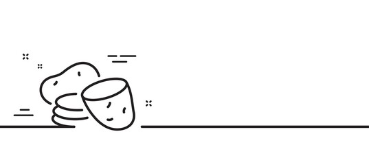 Potato line icon. Vegetable food sign. Diet nutrition symbol. Minimal line illustration background. Potato line icon pattern banner. White web template concept. Vector