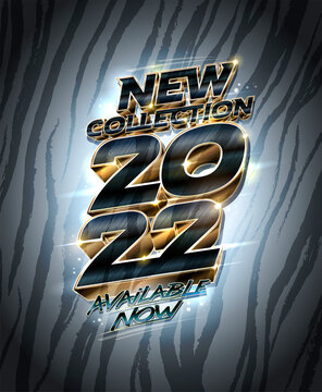 New collections 2022 year, fashion poster mockup with 3D lettering