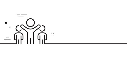 Winner line icon. Best success sign. First place symbol. Minimal line illustration background. Winner line icon pattern banner. White web template concept. Vector