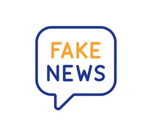 Fake news line icon. Propaganda conspiracy chat sign. Wrong truth symbol. Colorful thin line outline concept. Linear style fake news icon. Editable stroke. Vector
