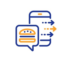 Food order line icon. Meal delivery app sign. Online catering service symbol. Colorful thin line outline concept. Linear style food order icon. Editable stroke. Vector