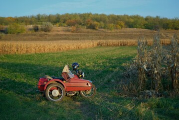retro bike near the corn field in Ukraine