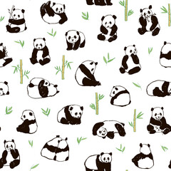 Fototapety  Panda animal vector seamless pattern