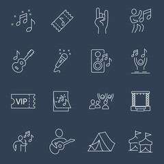 Music Festival icons set . Music Festival pack symbol vector elements for infographic web