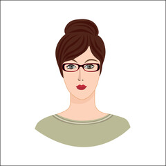 Female social profile. Avatar people vector illustration. Woman portrait. Business character icon.