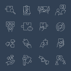 Puzzle icons set . Puzzle pack symbol vector elements for infographic web