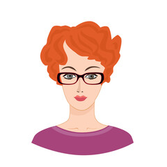 Avatar. Face Icon. Female social profile of business woman illustration. Woman portrait. Business character icon.