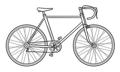 Classic racing bicycle outline drawing - stock illustration.