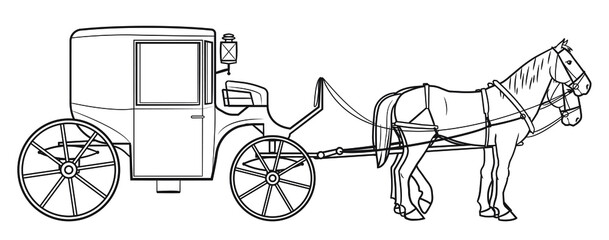 Classic coupe horse cart stock illustration.