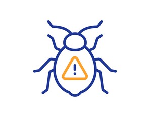 Software bug line icon. Cyber attack sign. Computer virus symbol. Colorful thin line outline concept. Linear style software bug icon. Editable stroke. Vector