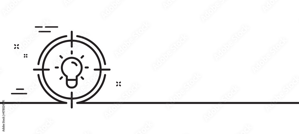 Poster idea line icon. light bulb or lamp in target sign. creativity, solution or thinking symbol. minimal 