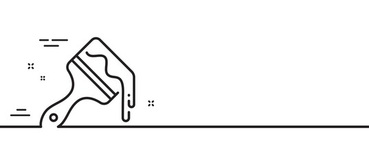 Paint brush line icon. Wall paintbrush sign. Creative drawing art symbol. Minimal line illustration background. Brush line icon pattern banner. White web template concept. Vector