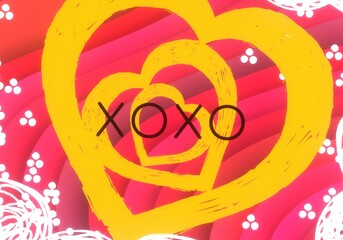 Handmade valentines day love card. 2d illustration. Vintage poster colorful design. February month holiday festival occasion. Passion admiration. © Jakub