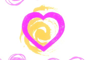 Handmade valentines day love card. 2d illustration. Vintage poster colorful design. February month holiday festival occasion. Passion admiration.