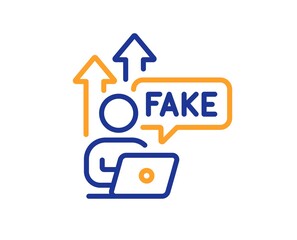 Fake internet line icon. Web propaganda sign. Wrong truth symbol. Colorful thin line outline concept. Linear style fake internet icon. Editable stroke. Vector