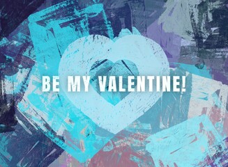 Handmade valentines day love card. 2d illustration. Vintage poster colorful design. February month holiday festival occasion. Passion admiration.