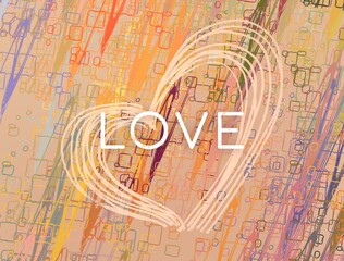 Handmade valentines day love card. 2d illustration. Vintage poster colorful design. February month holiday festival occasion. Passion admiration.