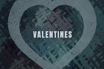 Handmade valentines day love card. 2d illustration. Vintage poster colorful design. February month holiday festival occasion. Passion admiration.