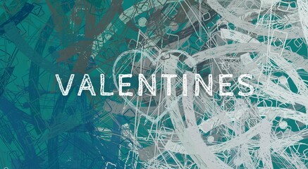 Handmade valentines day love card. 2d illustration. Vintage poster colorful design. February month holiday festival occasion. Passion admiration.