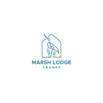 Flat letter mark MARSH LODGE CRANES logo design