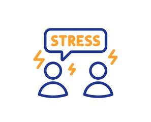 Difficult stress line icon. Anxiety depression sign. Mental health symbol. Colorful thin line outline concept. Linear style difficult stress icon. Editable stroke. Vector