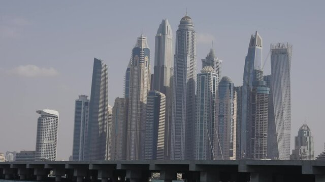 Dubai Pier Airstrip in front of Marina Skyline