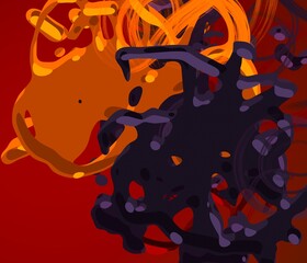 Cartoon water liquid particles droplets. Abatract painting. 2d illustration. Frozen motion small particle molecules. © Jakub