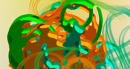 Cartoon water liquid particles droplets. Abatract painting. 2d illustration. Frozen motion small particle molecules. © Jakub