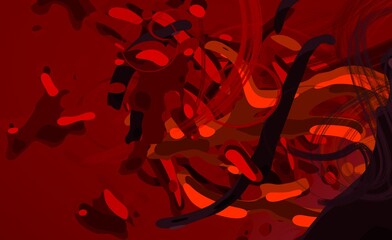 Cartoon water liquid particles droplets. Abatract painting. 2d illustration. Frozen motion small particle molecules. © Jakub