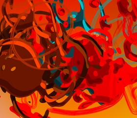 Cartoon water liquid particles droplets. Abatract painting. 2d illustration. Frozen motion small particle molecules. © Jakub