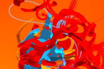 Cartoon water liquid particles droplets. Abatract painting. 2d illustration. Frozen motion small particle molecules.