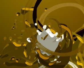 Cartoon water liquid particles droplets. Abatract painting. 2d illustration. Frozen motion small particle molecules. © Jakub