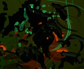 Cartoon water liquid particles droplets. Abatract painting. 2d illustration. Frozen motion small particle molecules. © Jakub