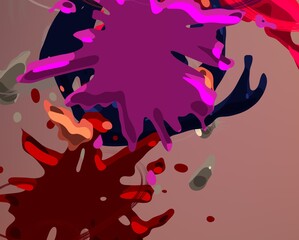 Cartoon water liquid particles droplets. Abatract painting. 2d illustration. Frozen motion small particle molecules. © Jakub