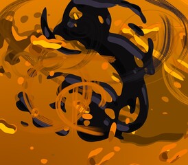 Cartoon water liquid particles droplets. Abatract painting. 2d illustration. Frozen motion small particle molecules. © Jakub