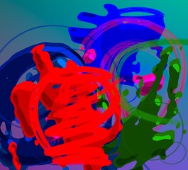 Cartoon water liquid particles droplets. Abatract painting. 2d illustration. Frozen motion small particle molecules. © Jakub