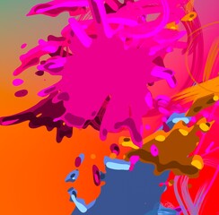 Cartoon water liquid particles droplets. Abatract painting. 2d illustration. Frozen motion small particle molecules.