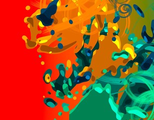 Cartoon water liquid particles droplets. Abatract painting. 2d illustration. Frozen motion small particle molecules.